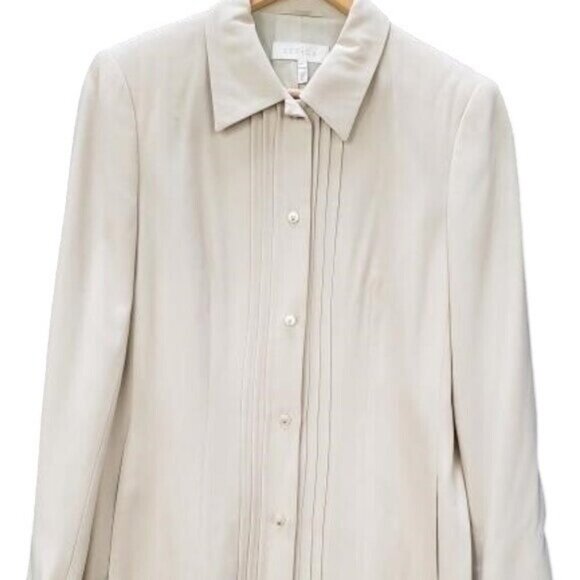 ESCADA Cream Power Suit Career Set Jacket & Pants sz 40 & 42 US 8 & 10 - Picture 2 of 6